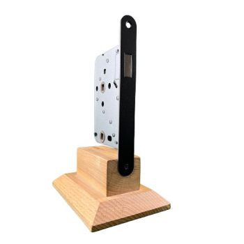 Magneet toilet- badkamer slot op basis 1200 serie, voorplaat Zwart fijn structuur inclusief sluitplaat/kom en schroeven