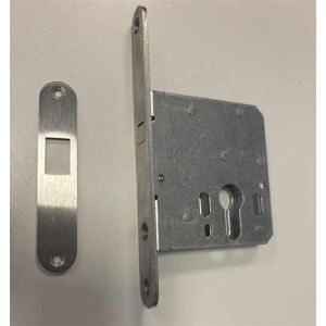 Schuifdeurslot cilinder met haak, RVS voorplaat 174x20mm